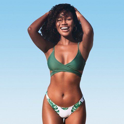 Green Leafy Bikini Swimsuit Wrap Tie Bathing Suit - Cupshe, Xl :