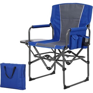 Oversized Folding Director Camping Chair, 1 Pcs Heavy Duty Portable Outdoor Chair with Aluminum Side Table - 1 of 4