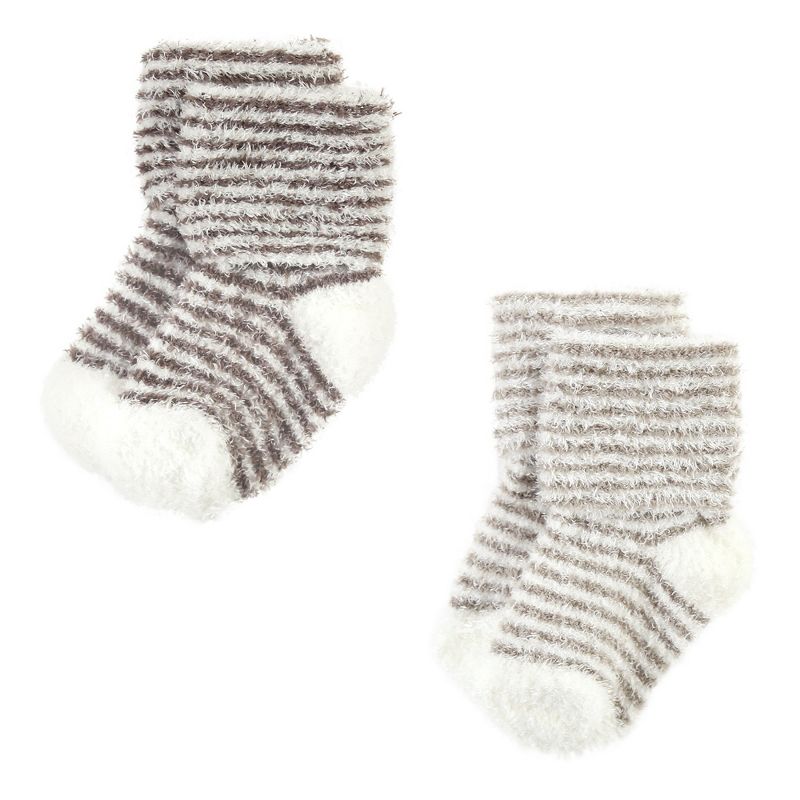 Hudson Baby Cozy Chenille Newborn and Terry Socks, Beige Stripe 8 Pack, 5 of 7