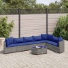 vidaXL Patio Sofa Set with Cushions Lounge Setting Outdoor Furniture Poly Rattan - Gray and Blue 7-Piece - 2 of 4