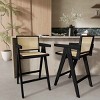 Set of 2 Modern Cane-Style 27 Inch Bar Stool, PE Rattan Armrest Bar Stool with Full Back, Bar Stool with Rubberwood Frame-Coolbibila - 3 of 4