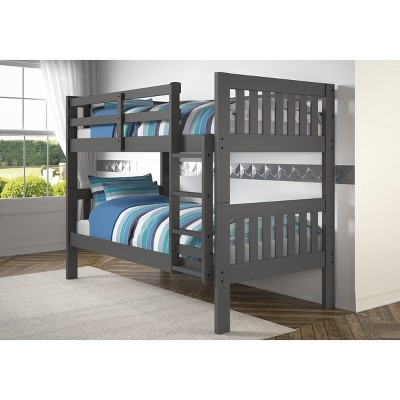 Twin/Twin Mission Bunk Bed Dark Gray - Donco Kids