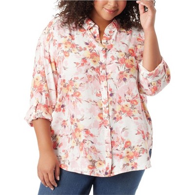 Gloria Vanderbilt Womens Floral-Print Button Up Shirt