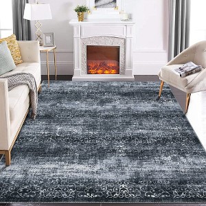 Vintage Floral Rug Distressed Washable Area Rugs for Living Room Bedroom - 1 of 4