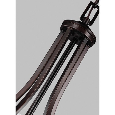 Hanford Bronze 5-Light Chandelier with Satin Etched Glass Shades