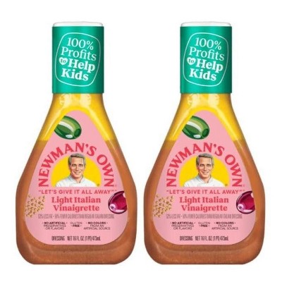 Light Italian Vinaigrette by Newman's Own, 16 oz Bottles, Pack of 2