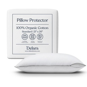 Delara Organic Cotton Pillow Protectors, GOTS Certified, Waterproof, Ultra-Soft, Zipper Closure - 1 of 4