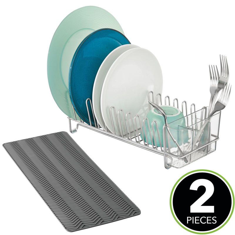 mDesign Steel Dish Drying Rack/Drainer Storage Organizer, Set of 2, 2 of 10