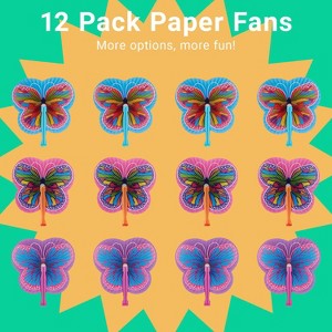 Playbees Handheld Butterfly Folding Fans 9.5 Inches Set of 12 - 1 of 4