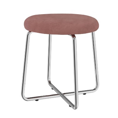 18" Regan Backless Metal Vanity Stool Chrome/Pink Velvet - Hillsdale Furniture