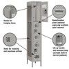 Salsbury Industries 73165GY-U Triple Tier 12-Inch Wide 6-Feet High 15-Inch Deep Unassembled Vented Metal Locker, Gray - 2 of 4