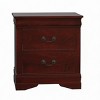 Homy Casa 2-Drawer Wooden Nightstand with Classic Molding and Antique Metal Handles for Bedroom, Dark Brown - 4 of 4