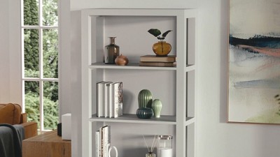 Martha Stewart 68" Gray Wood Shaker Bookcase with Storage Cabinet