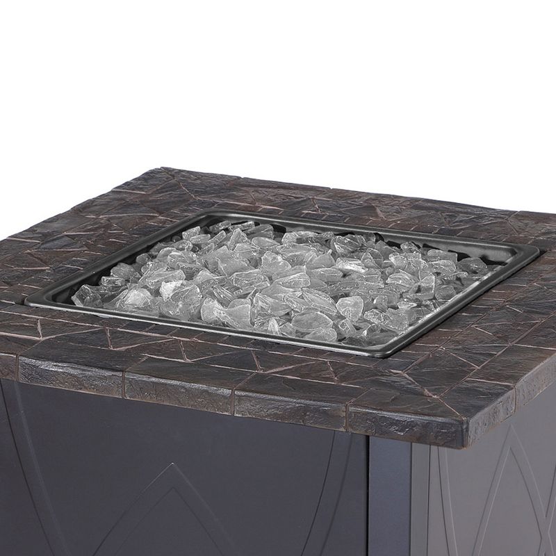 Endless Summer 30 Inch Square 30,000 BTU LP Gas Outdoor Fire Pit Table with Handcrafted Mantel, Fire Rocks, and Protective Cover, Black, 2 of 6