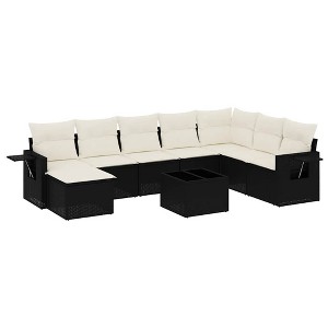 vidaXL Garden Sofa Set Black and Cream White - 1 of 4