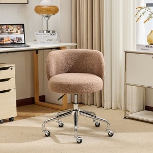 Karl Home Teddy Swivel Chair Adjustable Rolling Office Desk Chair with Wheels and  Support for Living Room brown - 1 of 4