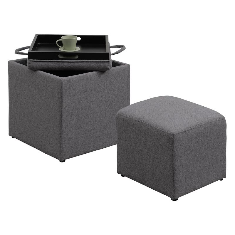 Designs4Comfort Park Avenue Single Ottoman with Stool and Reversible Tray - Breighton Home, 4 of 7