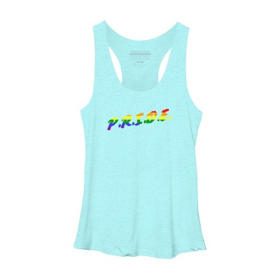 Adult Design By Humans Rainbow Colored Pride Letters By EsskayDesigns Racerback Tank Top