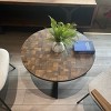 Vynxaria Modern Round Coffee Tables with Black Metal Frame - 3 of 4