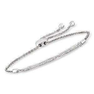 Ross-Simons 0.15 ct. t.w. Diamond Bar Bolo Bracelet in Sterling Silver Size - 1 of 4