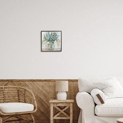 Soothing Eucalyptus Flower Herb Arrangement Canvas Print in Black Frame