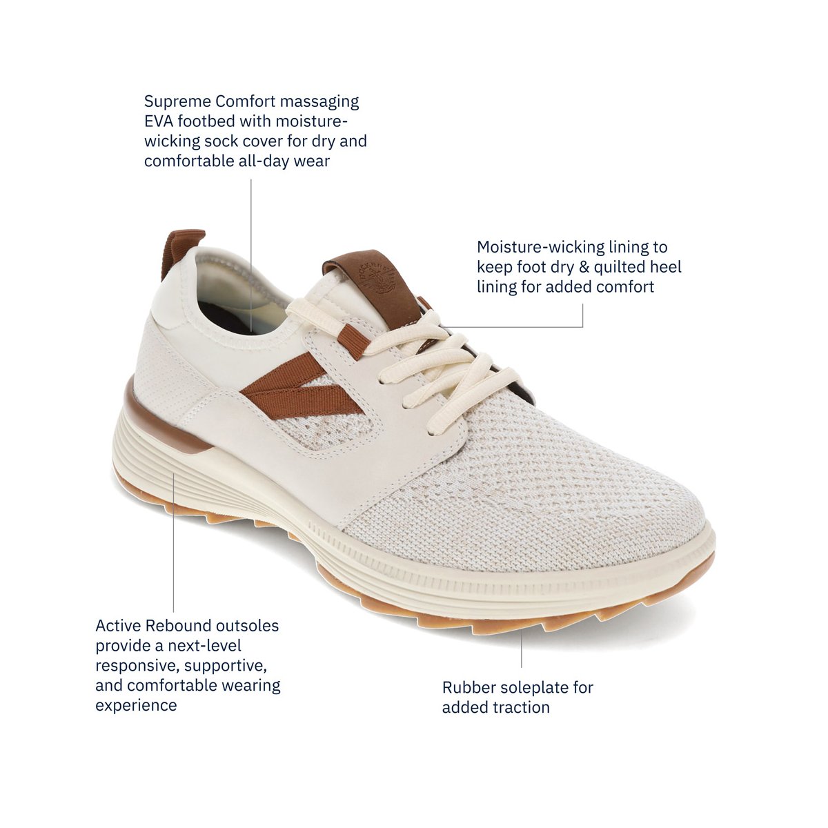 Мужские Dockers Mens Adan Casual Lace-Up Sneaker, Off White/Tan, Size 11 — фото 7
