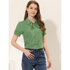 INSPIRE CHIC Women's Retro Dots Print Bow Tie Peter Pan Collar Chiffon Blouse - 2 of 4