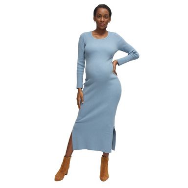 blue maternity sweater dress Ingrid + Isabel Maternity Long Sleeve Midi Sweater Dress