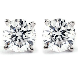 Pompeii3 1/3ct Round Brilliant Cut Diamond Studs White Gold New - 1 of 4