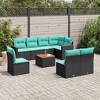 vidaXL 9 Piece Patio Sofa Set with Cushions Black Poly Rattan - 2 of 4