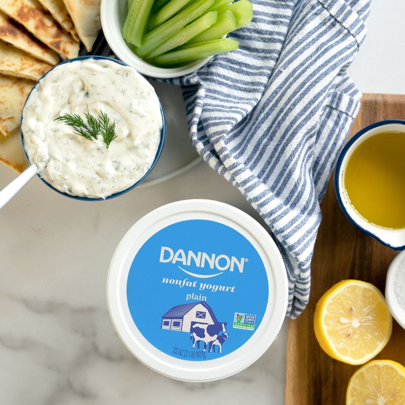 Dannon Nonfat Non-GMO Project Verified Plain Yogurt - 32oz Tub, 4 of 13