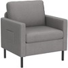 Mid-Century Fabric Armchair, Upholstered Armchair with Scooped Arms for Bedroom, Apartment, Dark Grey - 4 of 4