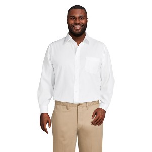Lands' End Men's Solid No Iron Supima Pinpoint Straight Collar Dress Shirt - 1 of 3