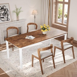 Rectangle Dining Table with Wooden Surface and Metal Legs, Ideal as Kitchen Table, Conference Table, or Writing Desk for Dining Room and Living Room - 1 of 4