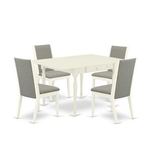 5-Piece Linen White Finish Solid Wood Top - Dining Room Set with Leaf - Seats 4 - 1 of 4