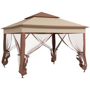 TiramisuBest 11'x11' Outdoor Pop-Up Gazebo,Removable Zipper Netting & 2-Tier Soft Top for Patio/Backyard/Garden/Camping (Coffee) - 1 of 4