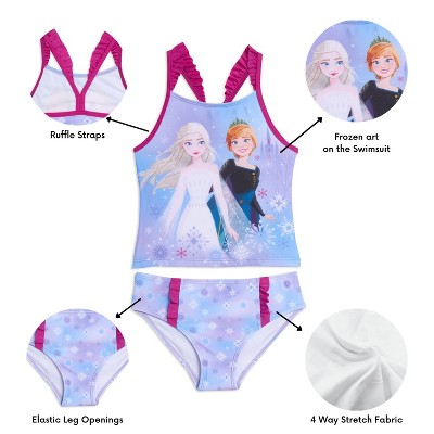 Disney Frozen Elsa Princess Anna Little Girls Tankini Top and Bikini Bottom Swim Set Purple 5-6 — фото 7