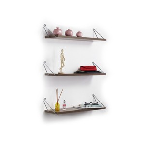 COWLOWN Walnut Wall Mounted Rustic Decorative Hanging Metal Bracket with 3 Shelfs - 1 of 4