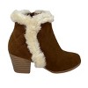 Lucinda - Girls Tan Bootie w/Cream Faux Fur Trim - 2 of 4