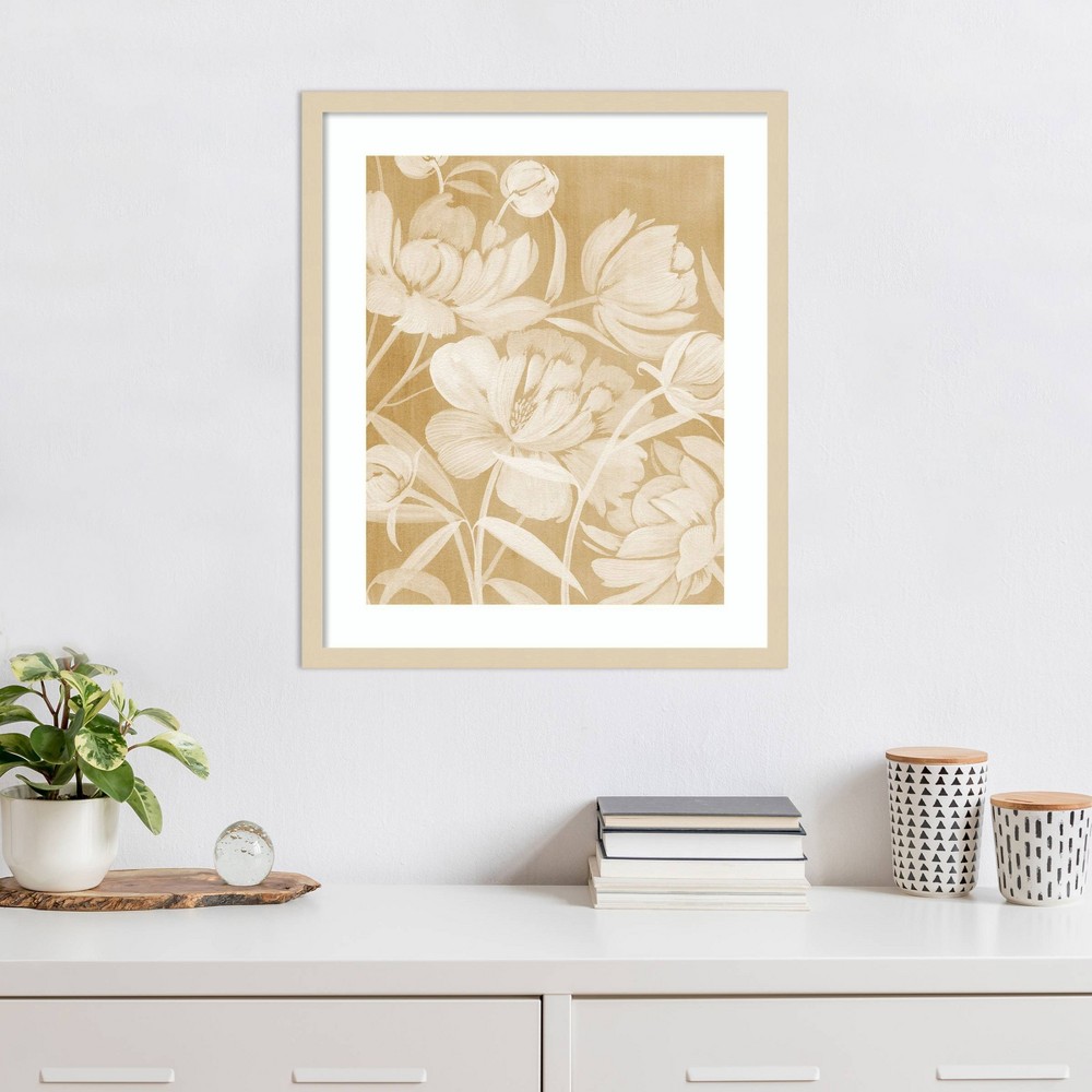 Photos - Other Decoration Amanti Art 21"x25" Neutral Peony Flowers I by Grace Popp Wood Framed Wall Art Print: Modern Decor, Lithograph, Wire Mounted