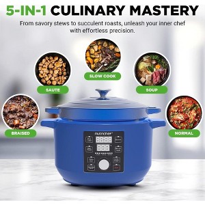 NutriChef 6 Qt Electric Dutch Oven, 5-in-1 Cast Iron Pot with Lid - 1 of 4