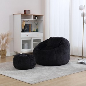 Sapphtopaz Extra Large Round Bean Bag Chair with Footrest Pillow Chenille Sofa Chair Bean Bag Chairs for Adults for Living Room, Bedroom - 1 of 4