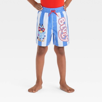 Toddler Boys' Bluey 4th of July Stripe Swim Shorts - Red/White/Blue