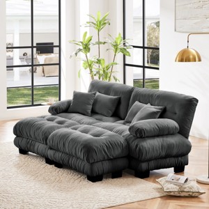 Cloud Couch Sleeper Sofa with 2 Ottomans,Chenille 2 Seater sofa with 2 Lumbar pillows and 2 throw pillows for Living Room-Tanpinhause - 1 of 4