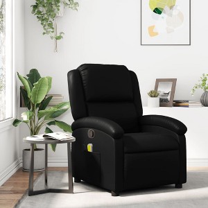vidaXL Massage Recliner Chair - Manual Reclining Armchair With Vibration Massage, Black Faux Leather, Side Pocket, And Sturdy Frame - 1 of 4