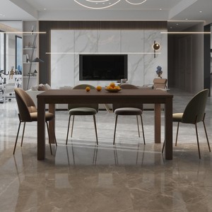 CAVINAS Dining Table Kitchen Table 63" Solid Wood Rectangular Dining Table for 6 with Wood Legs - 1 of 4