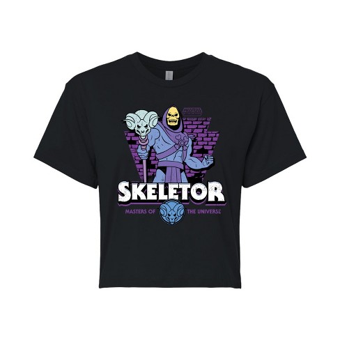 Women s Masters of the Universe Retro Skeletor Cropped Graphic T Shirt Black Small