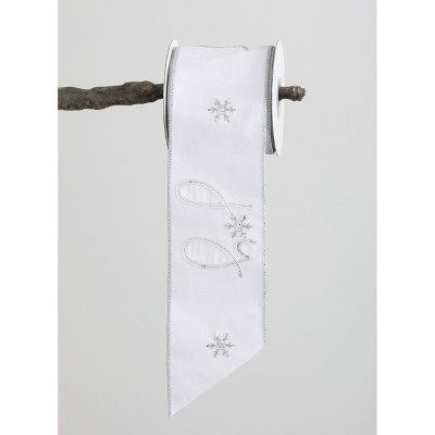 Sullivans Joy Snowflake Ribbon 15'L White