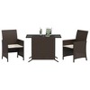 vidaXL 3 Piece Bistro Set with Cushions Brown Poly Rattan - 3 of 4