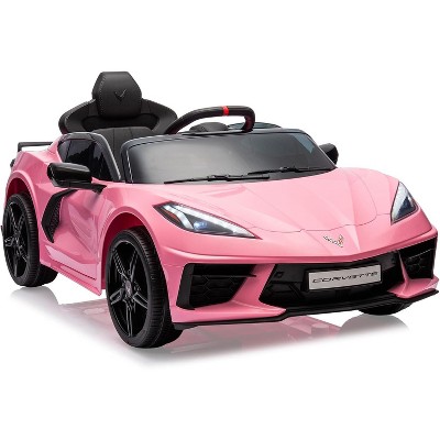 12V Kids Ride On Car Sports Licensed Corvette Electric Car Toy for Toddles with Remote Control, Visual Dashboard, LED Lights, Music